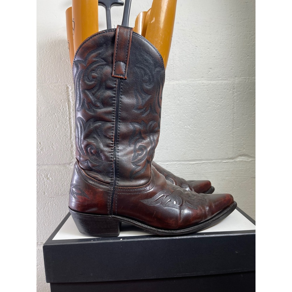 Laredo 6862 Lea Vamp Fox Brown Leather Western Cowboy Boots Snip Toe Mens 9.5 D